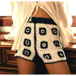 Urban Outfitters Black and White Crochet Shorts